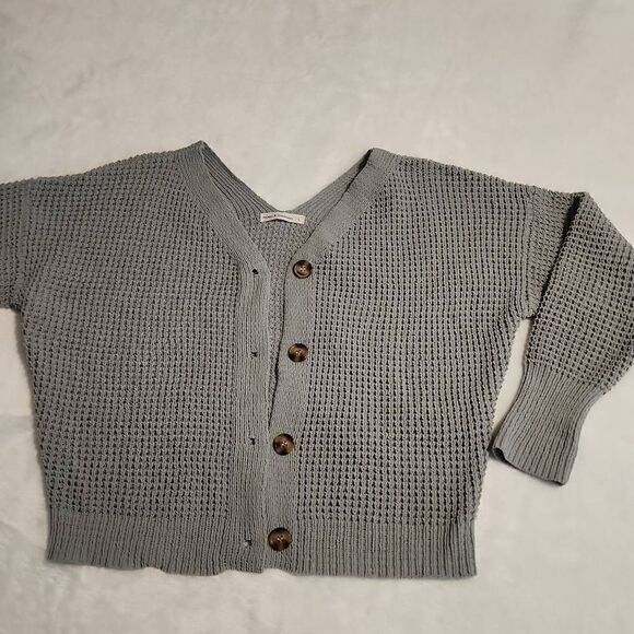 Moon & Madison Womens Cropped Knit Button Front Cardigan Size Large - Picture 1 of 8